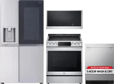 4 Piece Package Includes Refrigerator, Range, Microwave And Dishwasher