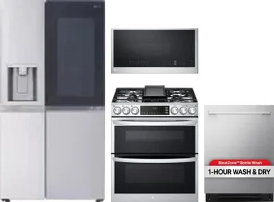 4 Piece Package Includes Refrigerator, Range, Microwave And Dishwasher