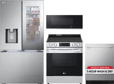 4 Piece Package Includes Refrigerator, Range, Microwave And Dishwasher