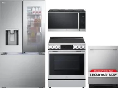 4 Piece Package Includes Refrigerator, Range, Microwave And Dishwasher
