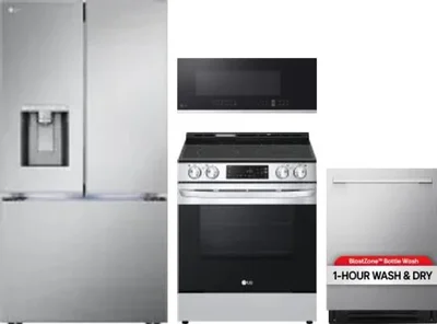 4 Piece Package Includes Refrigerator, Range, Microwave And Dishwasher