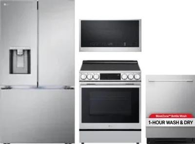 4 Piece Package Includes Refrigerator, Range, Microwave And Dishwasher