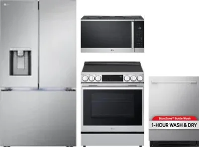 4 Piece Package Includes Refrigerator, Range, Microwave And Dishwasher