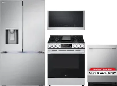 4 Piece Package Includes Refrigerator, Range, Microwave And Dishwasher