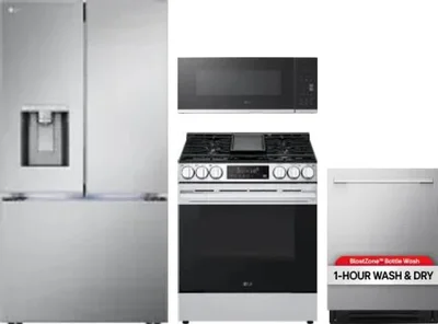 4 Piece Package Includes Refrigerator, Range, Microwave And Dishwasher