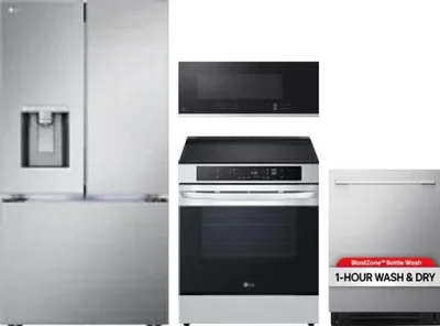 4 Piece Package Includes Refrigerator, Range, Microwave And Dishwasher
