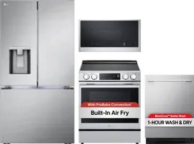 4 Piece Package Includes Refrigerator, Range, Microwave And Dishwasher