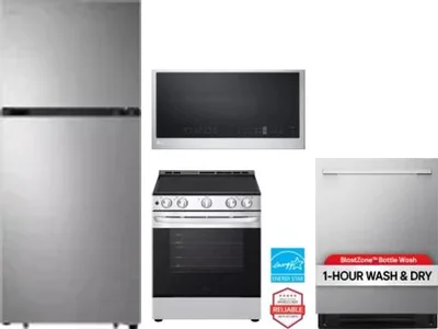 4 Piece Package Includes Refrigerator, Range, Microwave And Dishwasher
