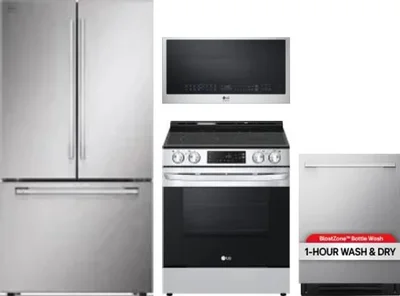 4 Piece Package Includes Refrigerator, Range, Microwave And Dishwasher