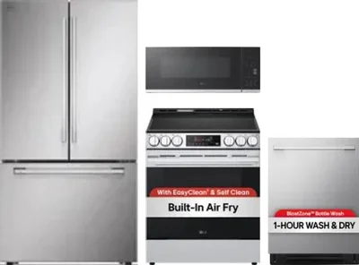 4 Piece Package Includes Refrigerator, Range, Microwave And Dishwasher