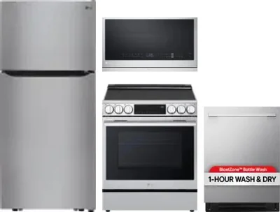 4 Piece Package Includes Refrigerator, Range, Microwave And Dishwasher