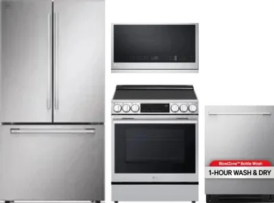 4 Piece Package Includes Refrigerator, Range, Microwave And Dishwasher