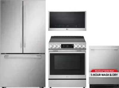 4 Piece Package Includes Refrigerator, Range, Microwave And Dishwasher