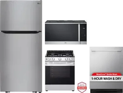 4 Piece Package Includes Refrigerator, Range, Microwave And Dishwasher