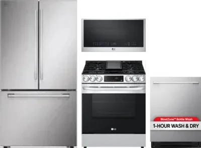 4 Piece Package Includes Refrigerator, Range, Microwave And Dishwasher