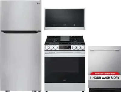 4 Piece Package Includes Refrigerator, Range, Microwave And Dishwasher