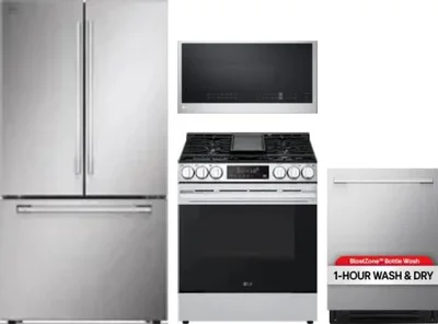 4 Piece Package Includes Refrigerator, Range, Microwave And Dishwasher