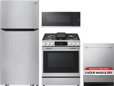 4 Piece Package Includes Refrigerator, Range, Microwave And Dishwasher
