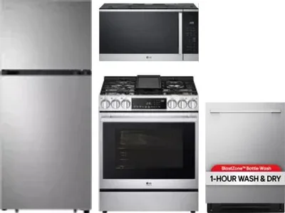 4 Piece Package Includes Refrigerator, Range, Microwave And Dishwasher