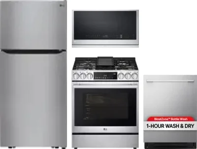 4 Piece Package Includes Refrigerator, Range, Microwave And Dishwasher