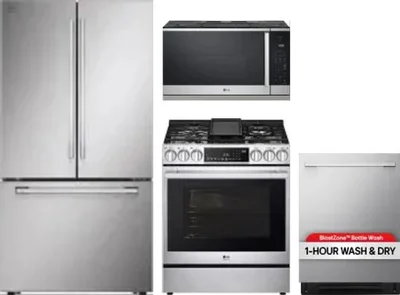 4 Piece Package Includes Refrigerator, Range, Microwave And Dishwasher