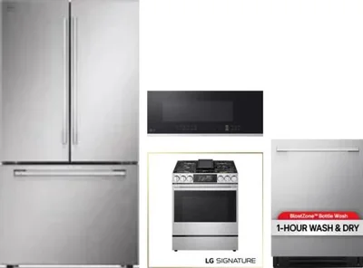 4 Piece Package Includes Refrigerator, Range, Microwave And Dishwasher