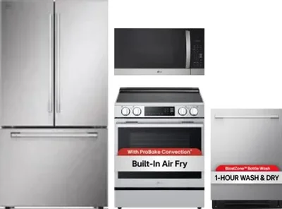 4 Piece Package Includes Refrigerator, Range, Microwave And Dishwasher