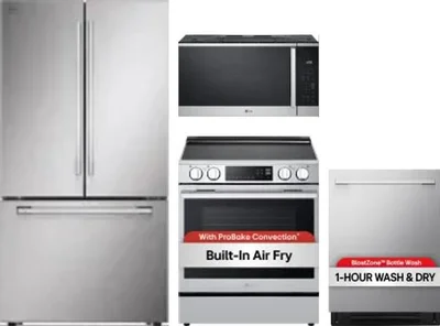 4 Piece Package Includes Refrigerator, Range, Microwave And Dishwasher