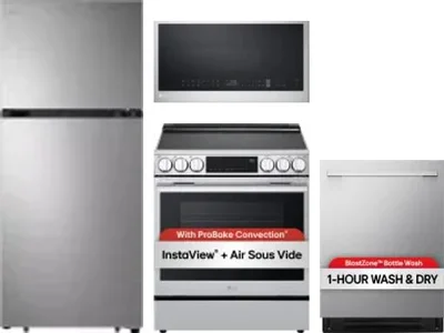 4 Piece Package Includes Refrigerator, Range, Microwave And Dishwasher