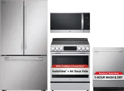 4 Piece Package Includes Refrigerator, Range, Microwave And Dishwasher