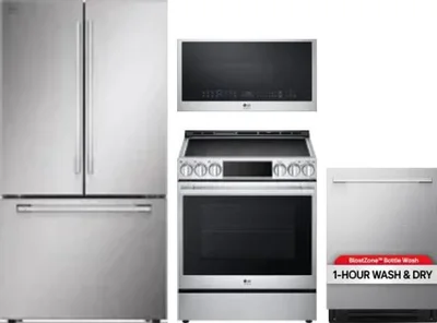 4 Piece Package Includes Refrigerator, Range, Microwave And Dishwasher