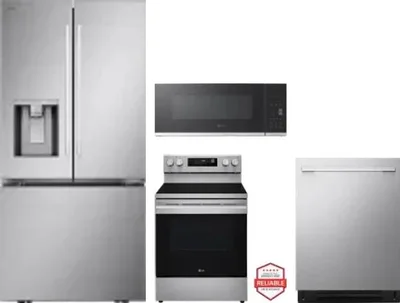 4 Piece Package Includes Refrigerator, Range, Microwave And Dishwasher