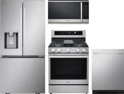 4 Piece Package Includes Refrigerator, Range, Microwave And Dishwasher