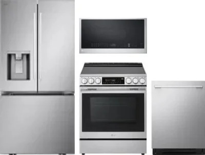 4 Piece Package Includes Refrigerator, Range, Microwave And Dishwasher