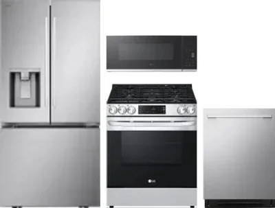 4 Piece Package Includes Refrigerator, Range, Microwave And Dishwasher