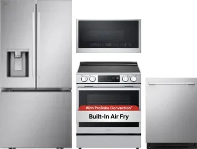 4 Piece Package Includes Refrigerator, Range, Microwave And Dishwasher