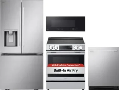 4 Piece Package Includes Refrigerator, Range, Microwave And Dishwasher
