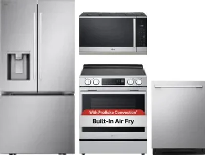 4 Piece Package Includes Refrigerator, Range, Microwave And Dishwasher