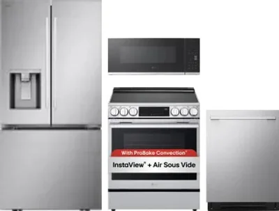 4 Piece Package Includes Refrigerator, Range, Microwave And Dishwasher
