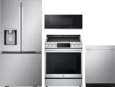 4 Piece Package Includes Refrigerator, Range, Microwave And Dishwasher