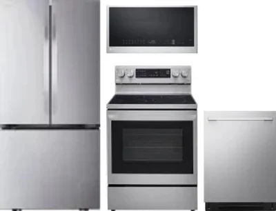 4 Piece Package Includes Refrigerator, Range, Microwave And Dishwasher