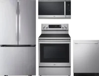 4 Piece Package Includes Refrigerator, Range, Microwave And Dishwasher