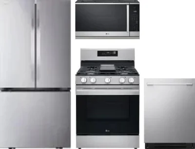 4 Piece Package Includes Refrigerator, Range, Microwave And Dishwasher