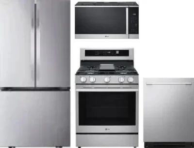 4 Piece Package Includes Refrigerator, Range, Microwave And Dishwasher