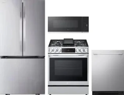 4 Piece Package Includes Refrigerator, Range, Microwave And Dishwasher