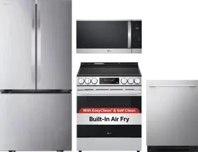 4 Piece Package Includes Refrigerator, Range, Microwave And Dishwasher