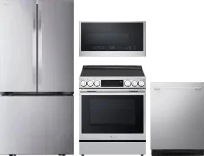 4 Piece Package Includes Refrigerator, Range, Microwave And Dishwasher