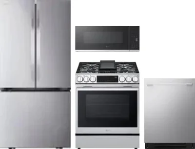 4 Piece Package Includes Refrigerator, Range, Microwave And Dishwasher