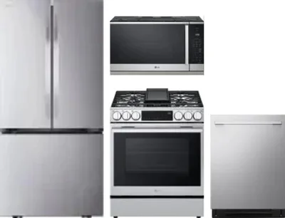 4 Piece Package Includes Refrigerator, Range, Microwave And Dishwasher