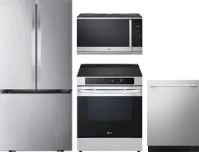 4 Piece Package Includes Refrigerator, Range, Microwave And Dishwasher